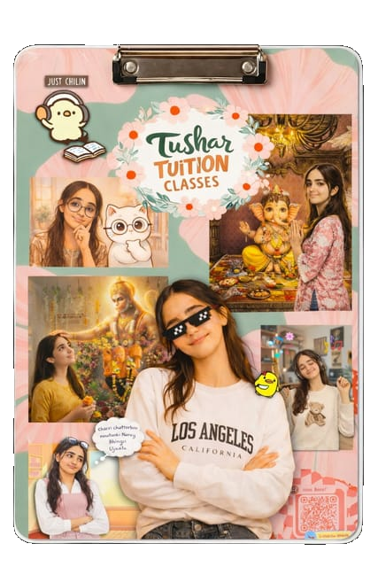 TTC Exampad design with floral Tushar Tuition Classes collage
