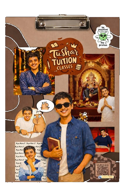 TTC Exampad design with brown Tushar Tuition Classes collage